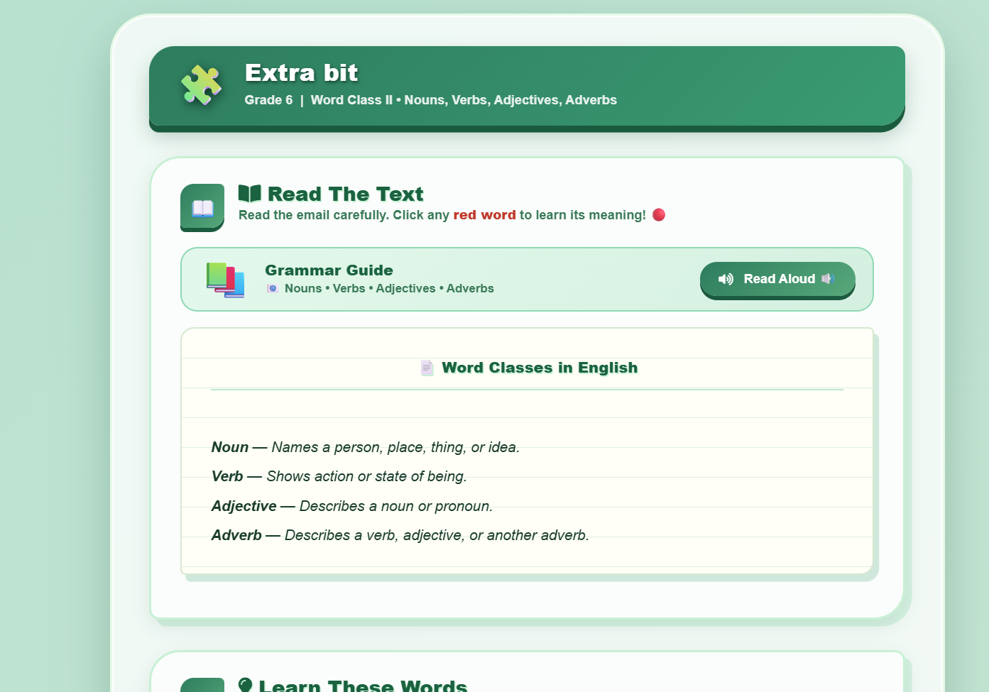 Extra bit : Word Class II