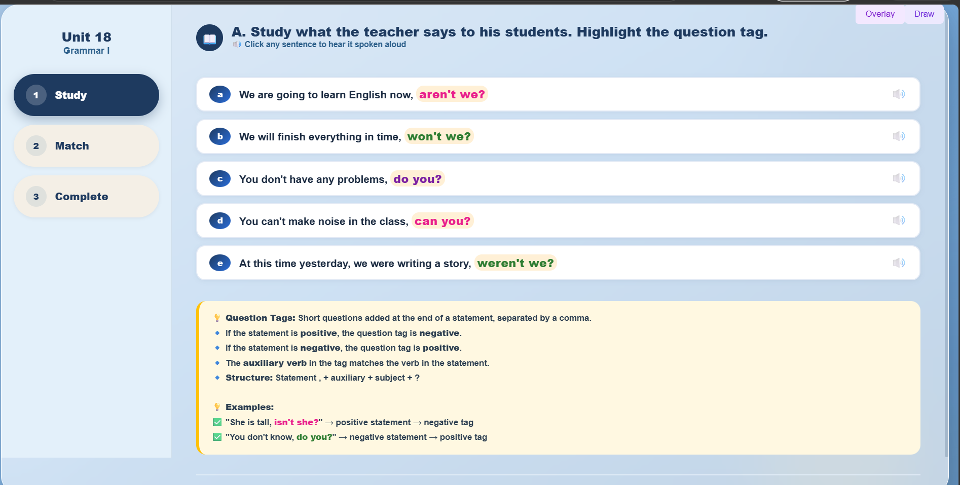 Grammar I: Question Tags