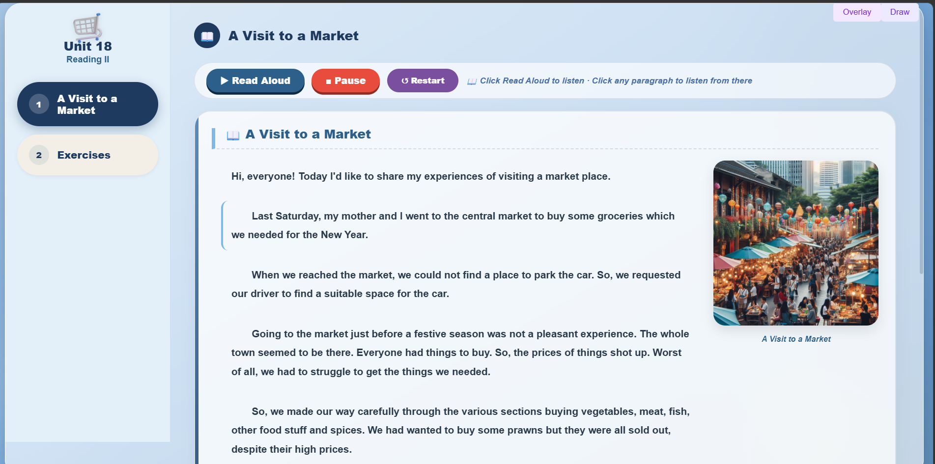 Reading II: A Visit to a Market