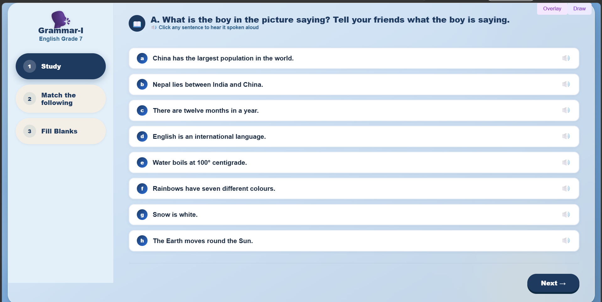 Grammar I: Reporting Statements