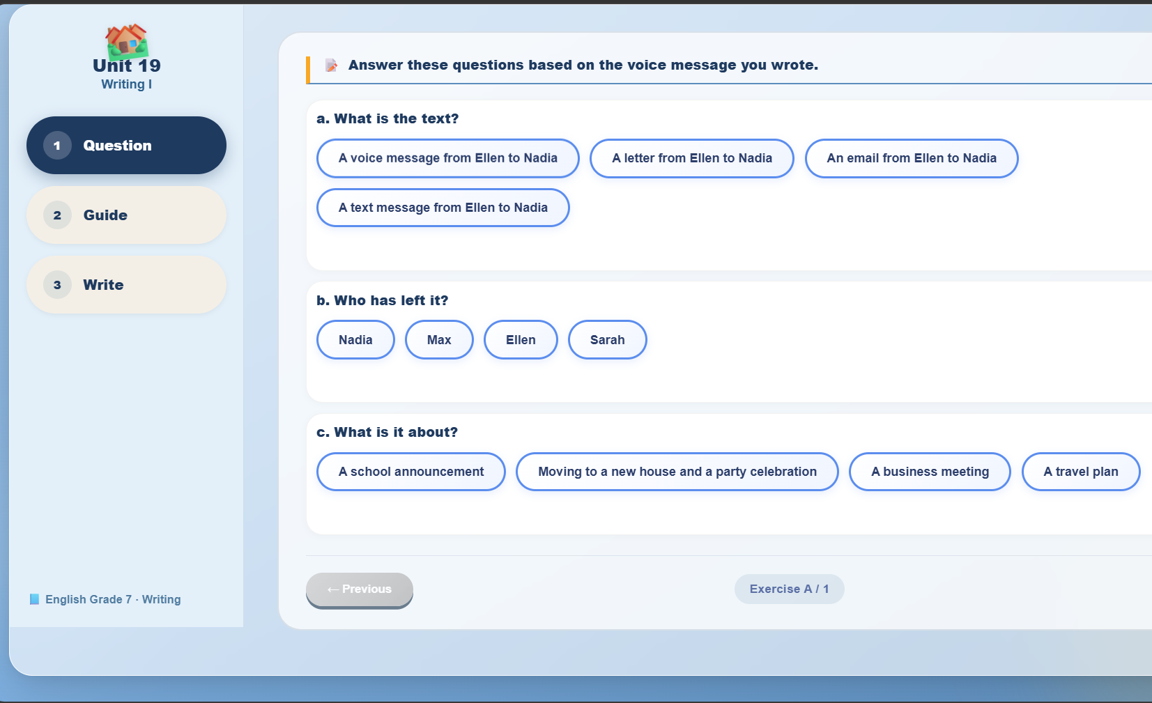 Writing I : Write short messages