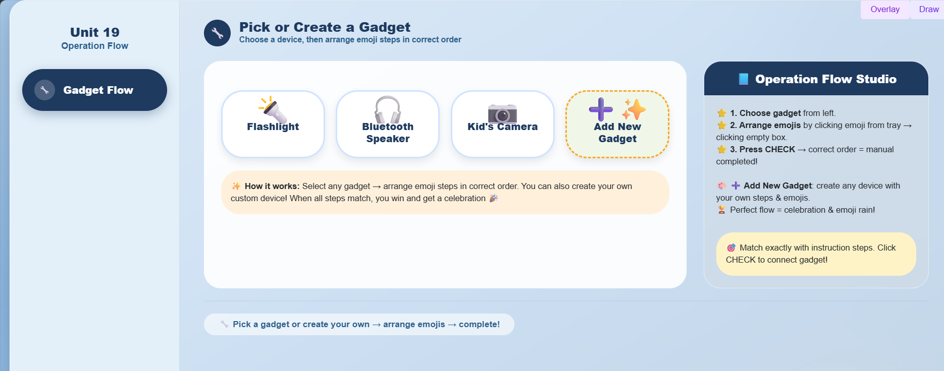 Project Work : Draw pictures to show instructions for operating an electronic gadget