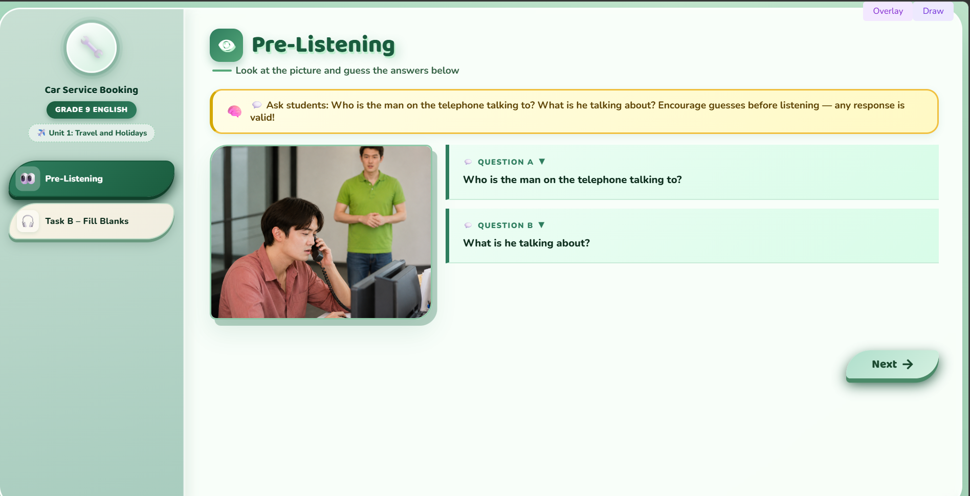 Listening : Conversation between a customer and a mechanic