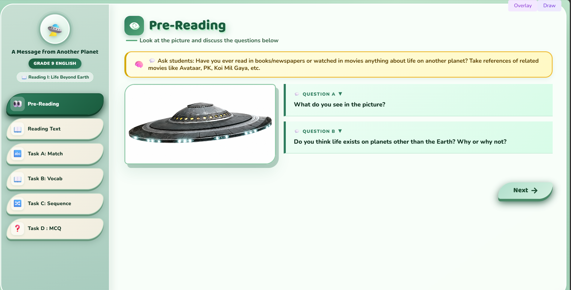 Reading I : A Message from Another Planet