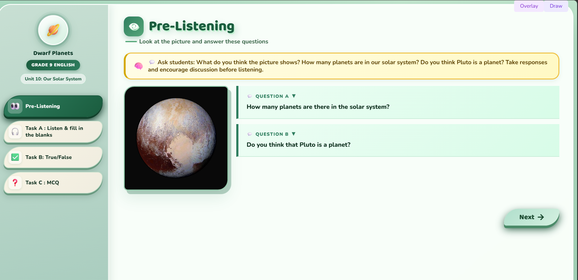 Listening : An audio about dwarf planets
