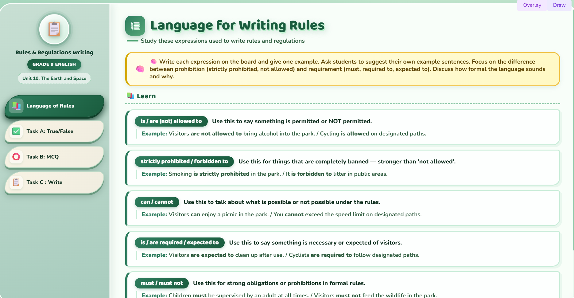 Writing II : Rules and regulations writing