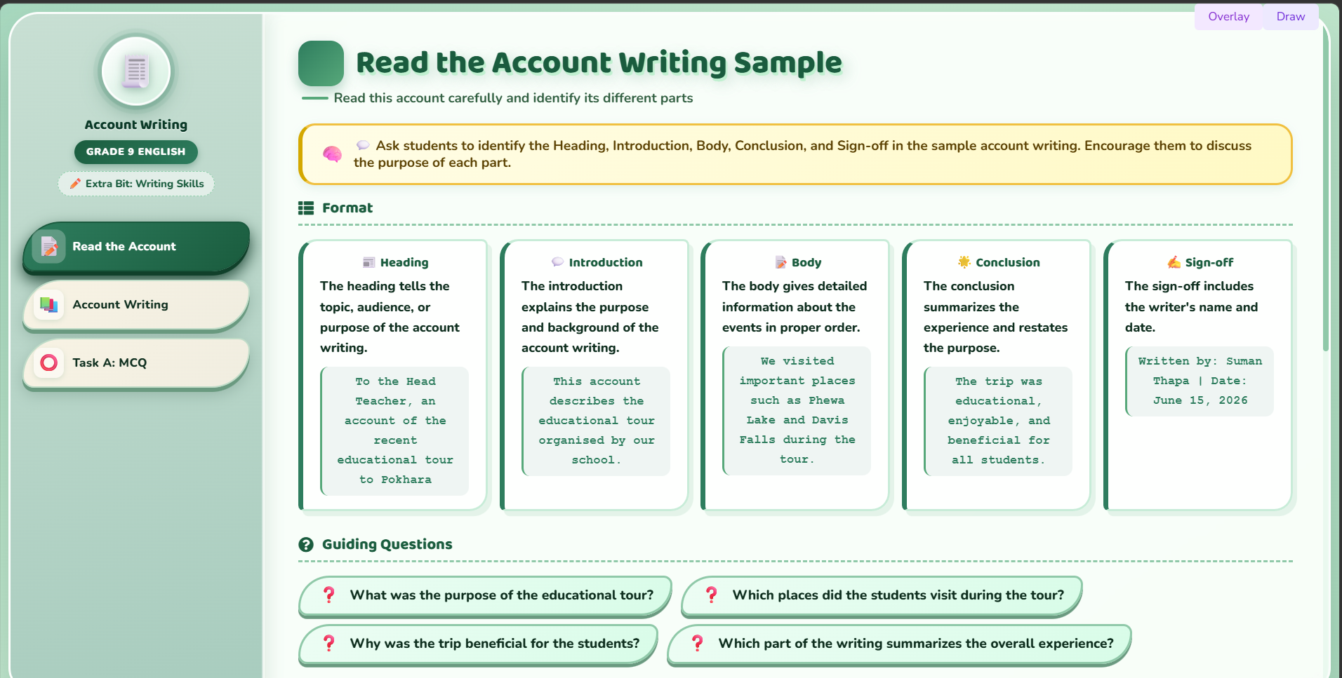 Extra bit : Account writing