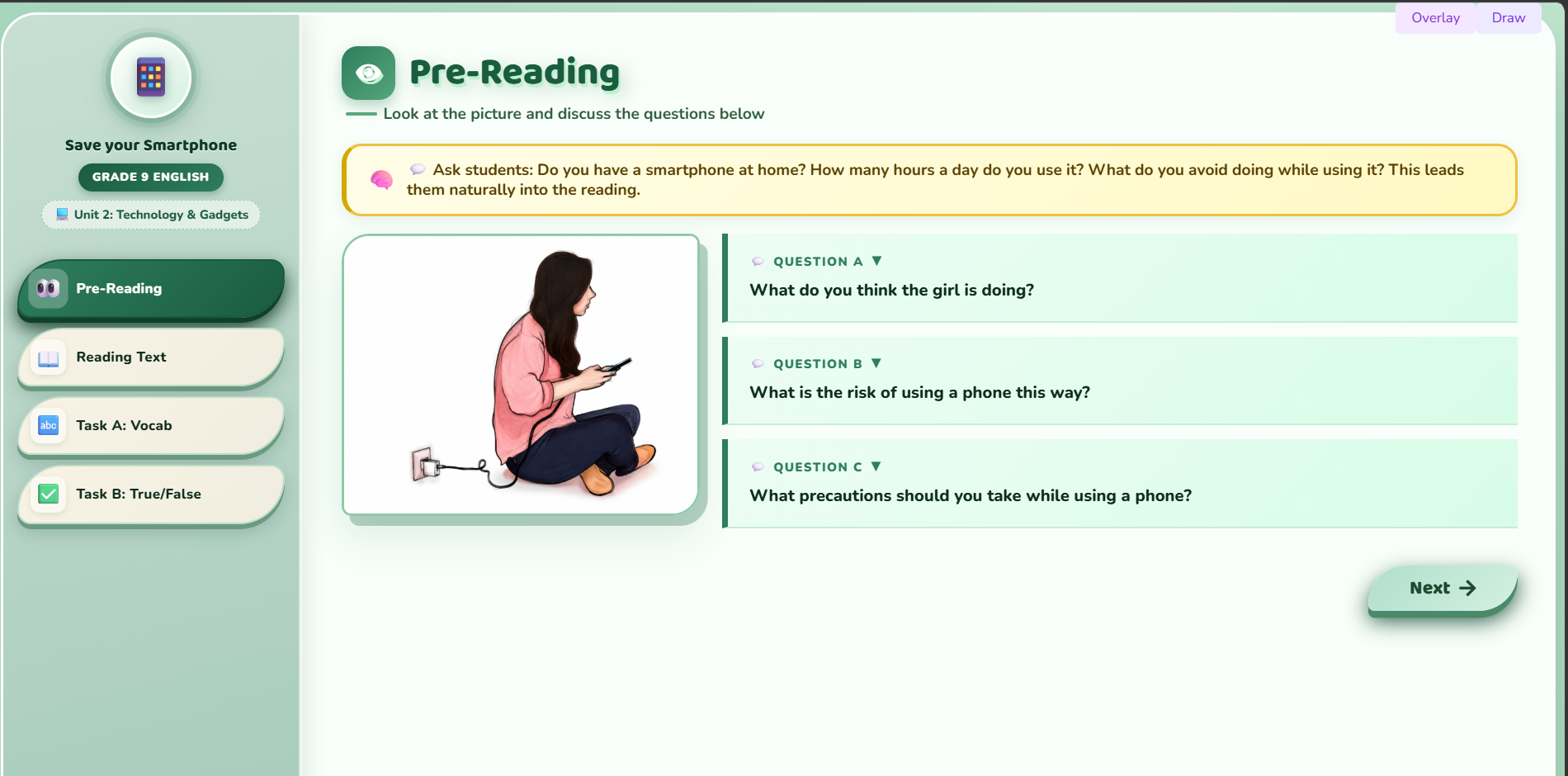Reading I : Instructions: Save your Smartphone