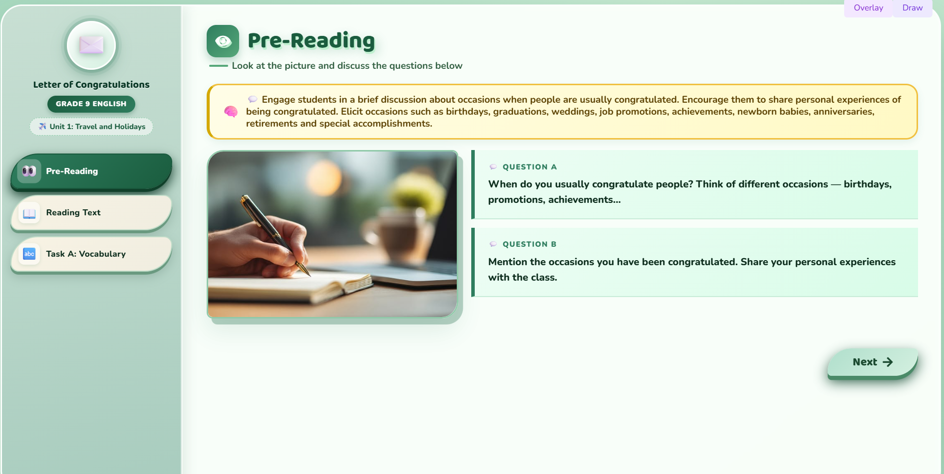 Reading II : Letter of Congratulations