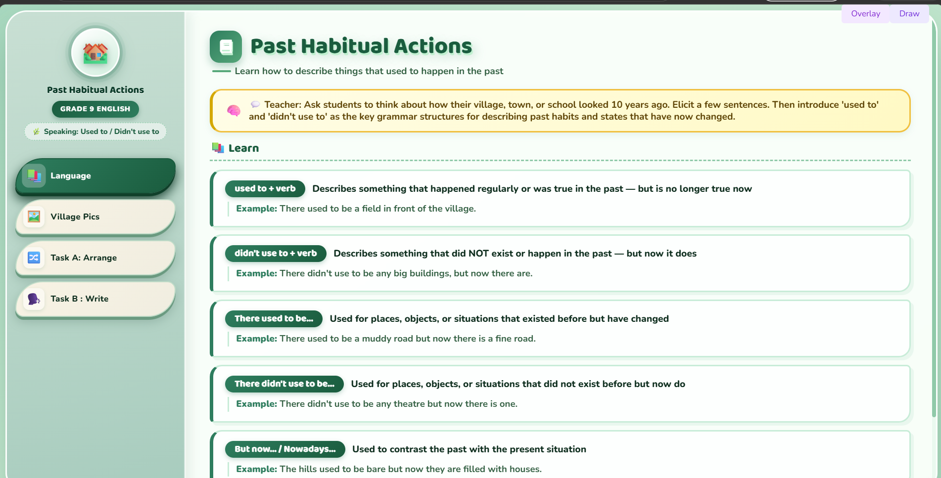 Speaking : Past habitual actions