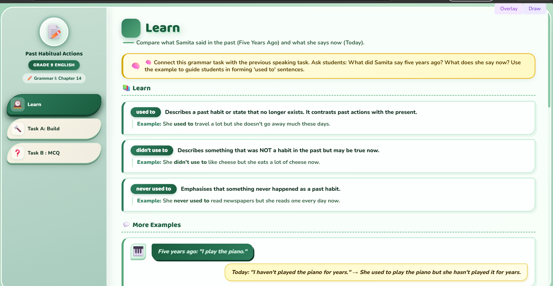 Grammar I : Past habitual actions