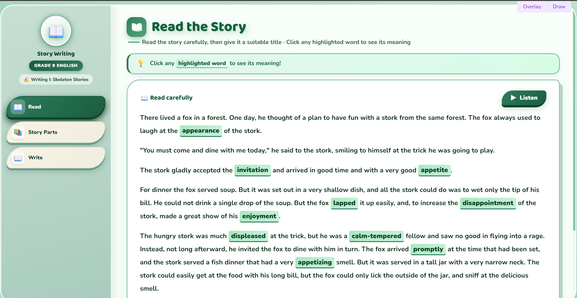 Writing I : Story writing