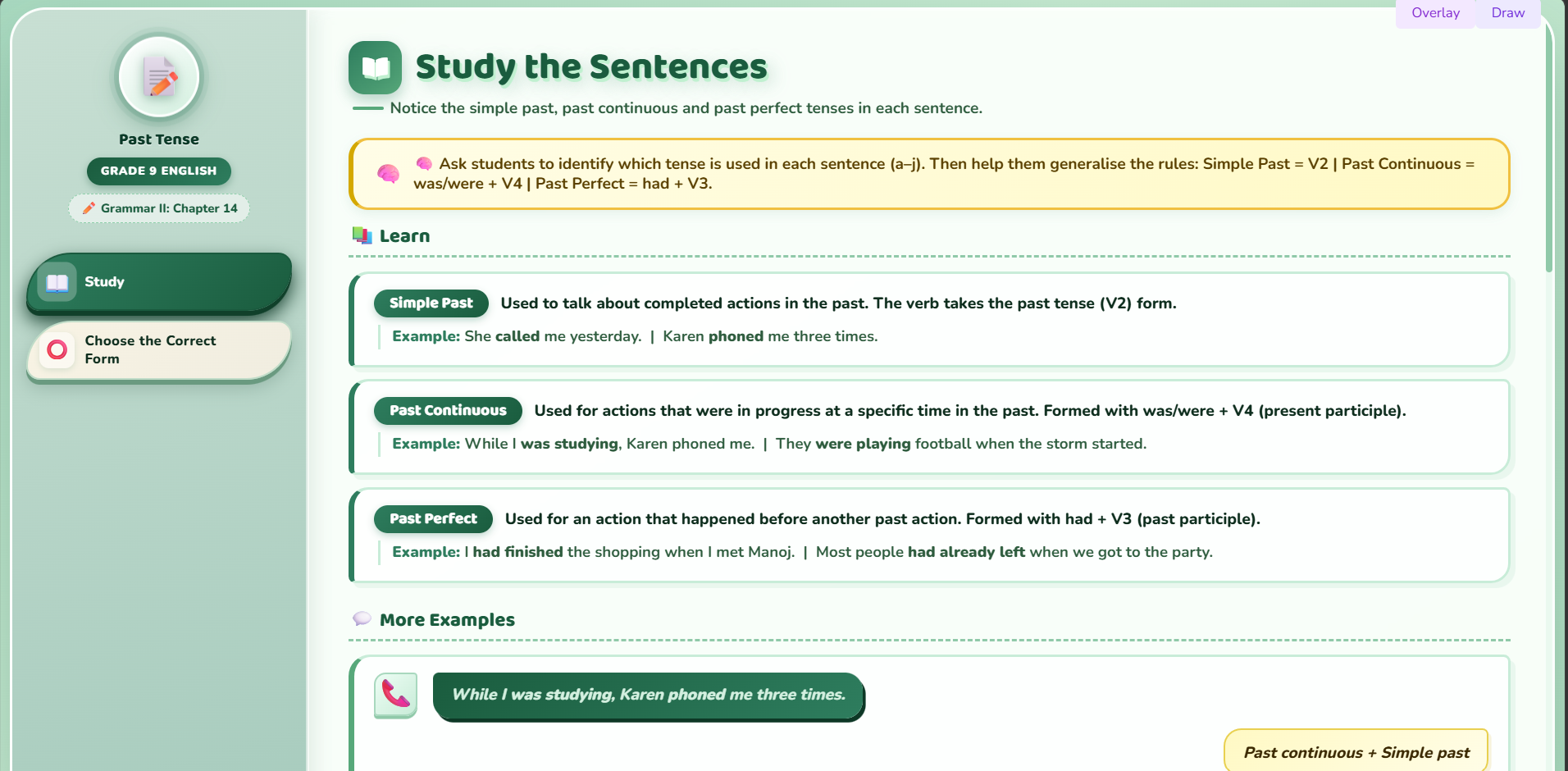 Grammar II : Past tense