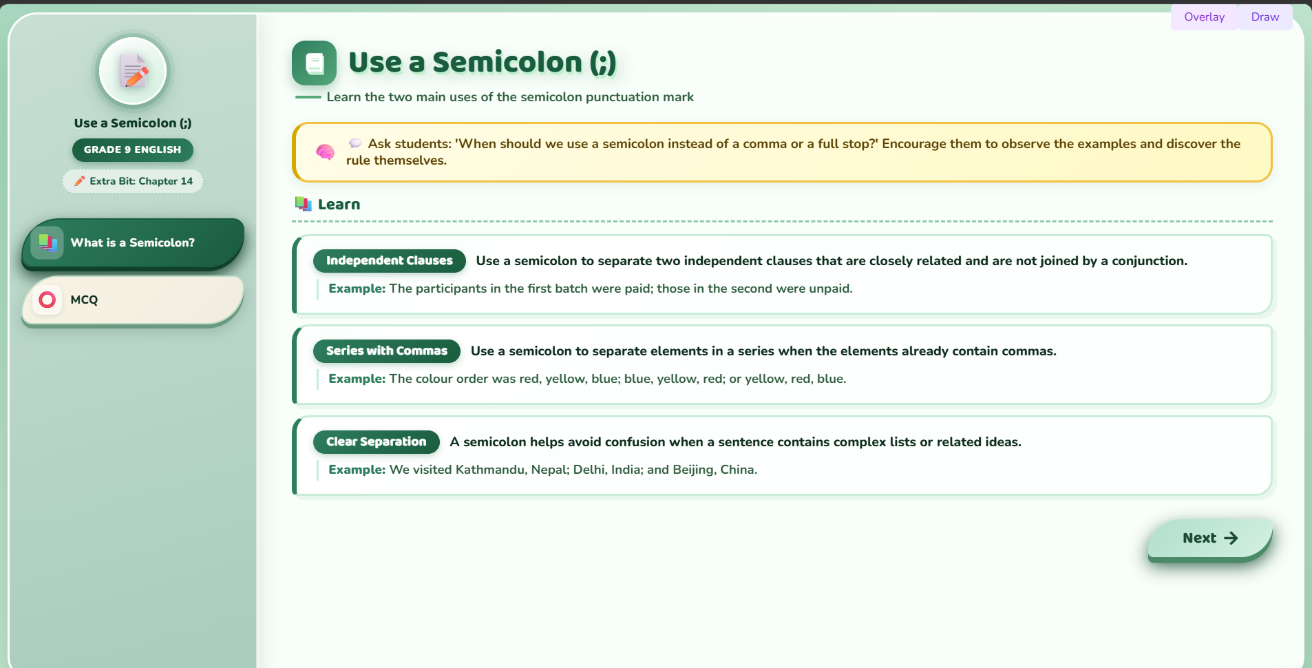 Extra bit : semicolon