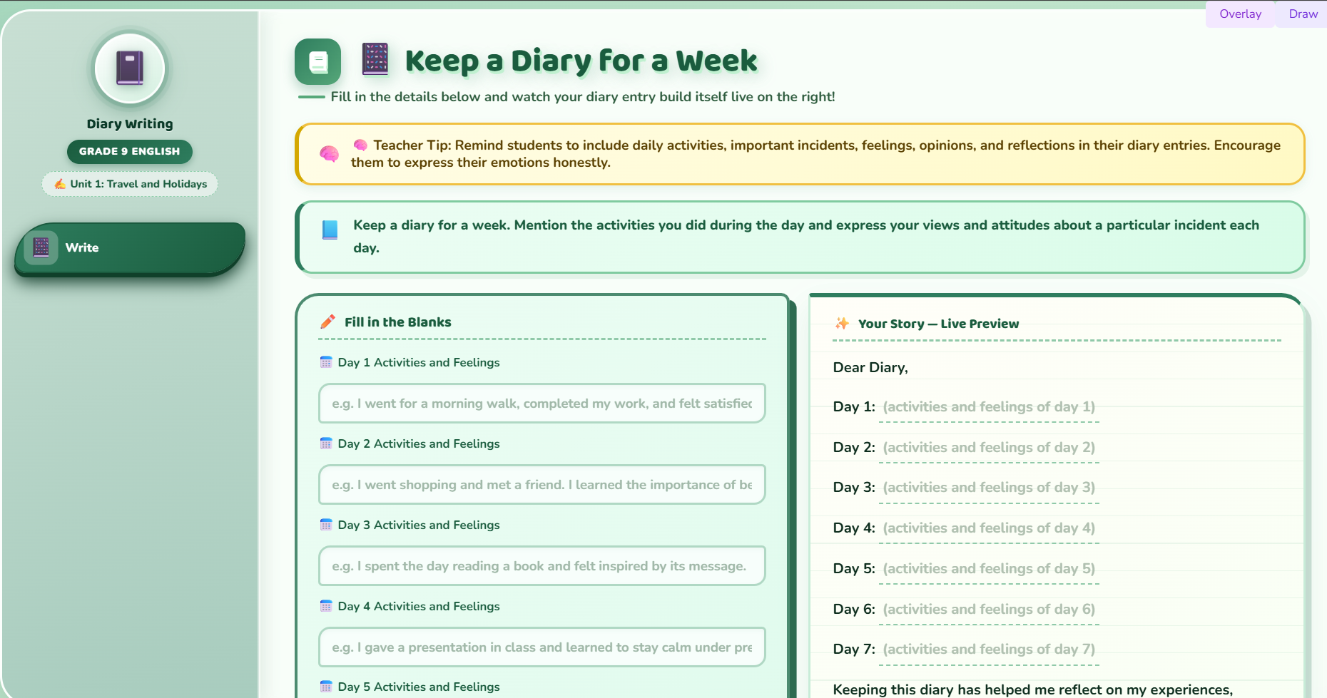 Writing I : Diary writing