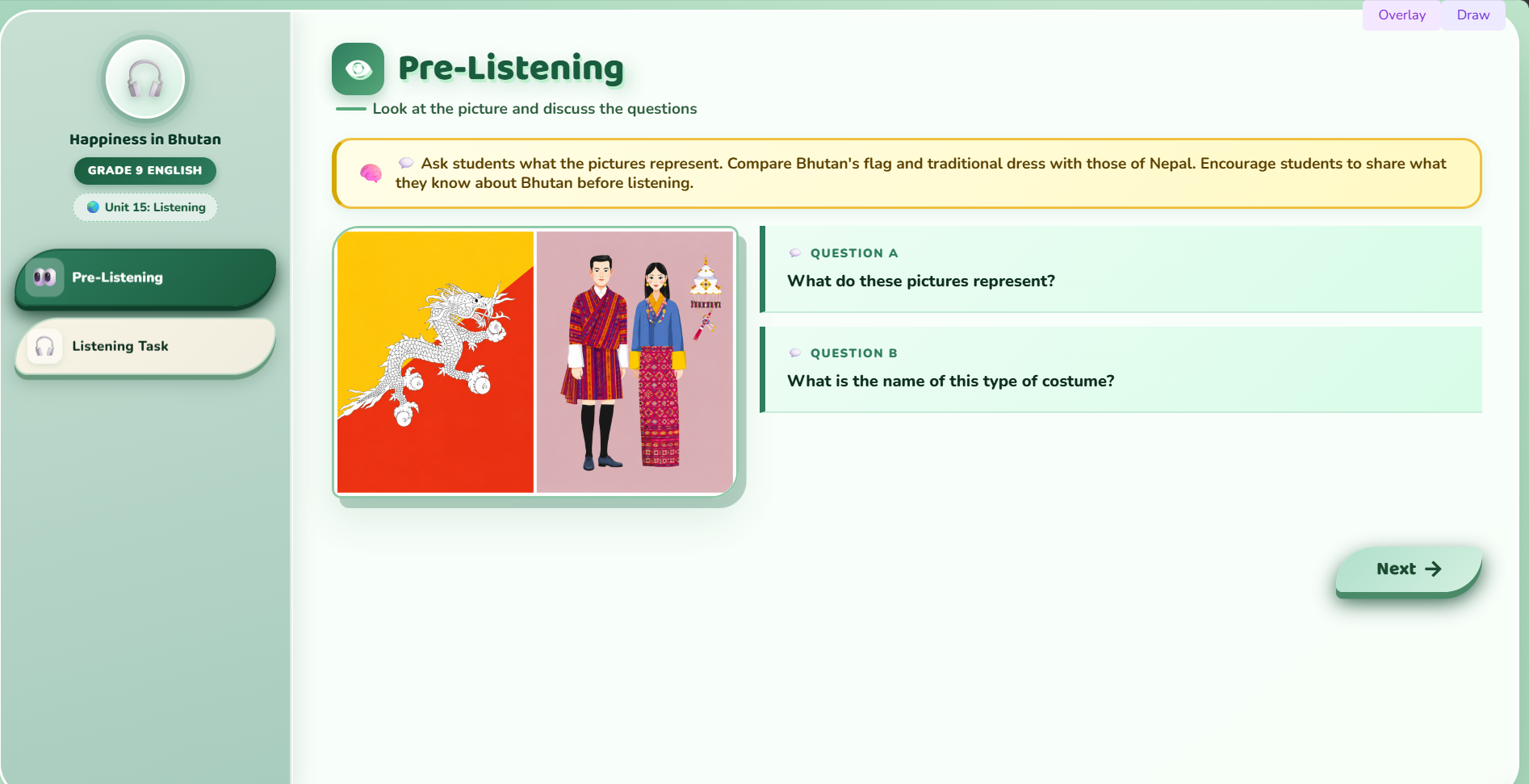 Listening : An audio about happiness in Bhutan