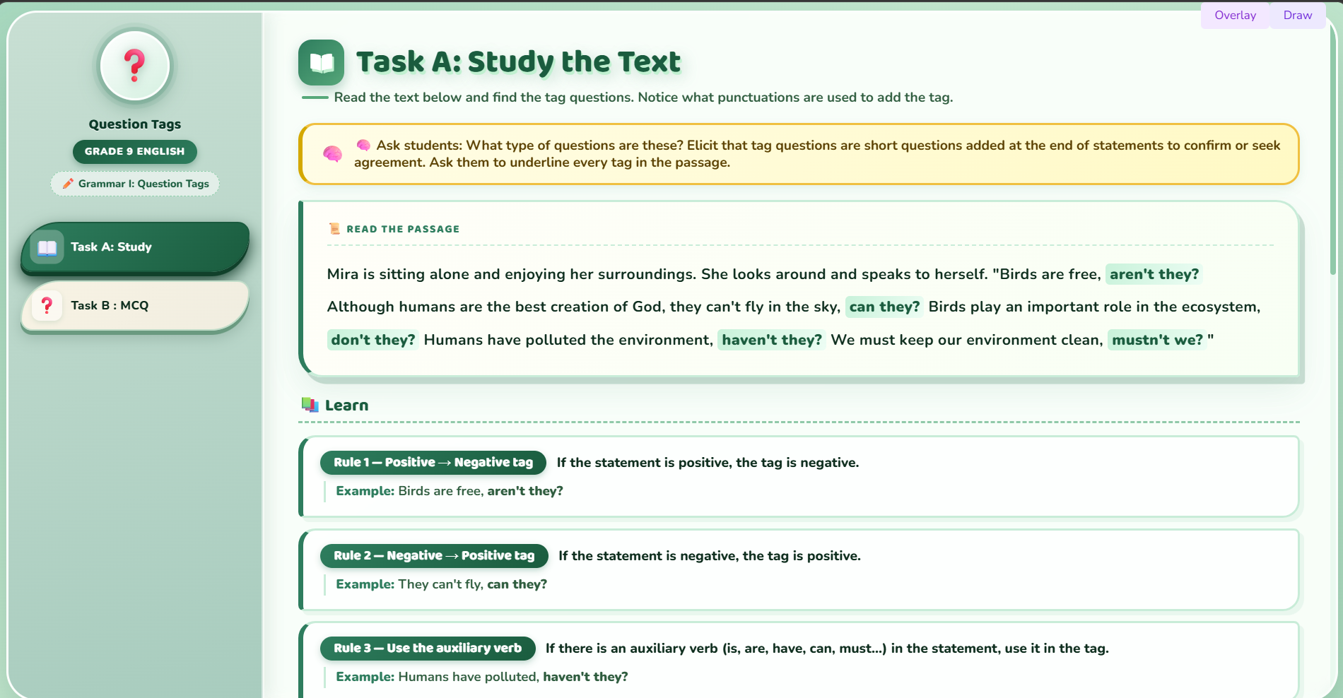 Grammar I : Question tag