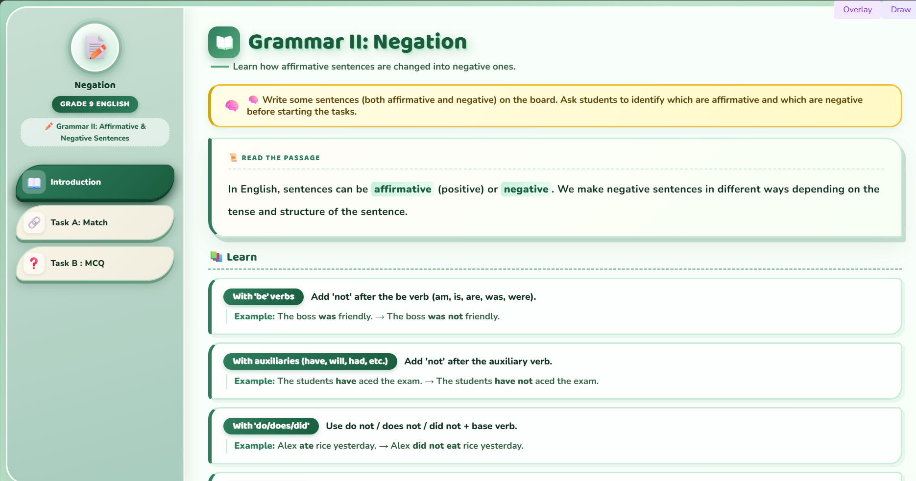 Grammar II : Negation