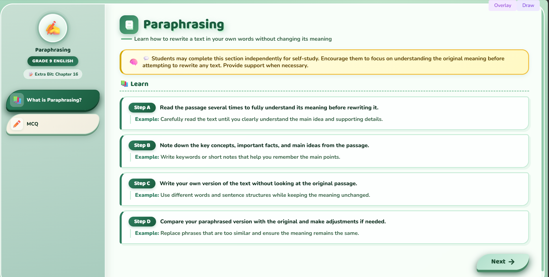 Extra bit : paraphrasing