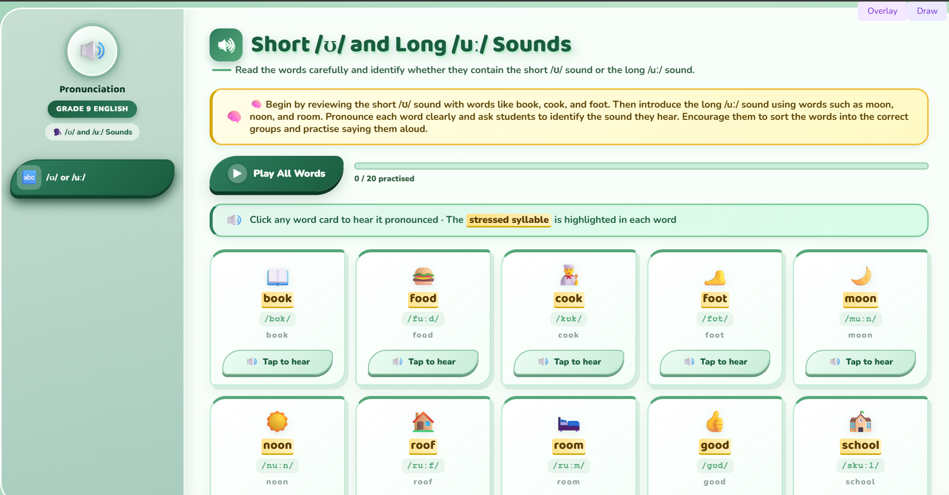 Pronunciation :  /u/ or /ʊ/