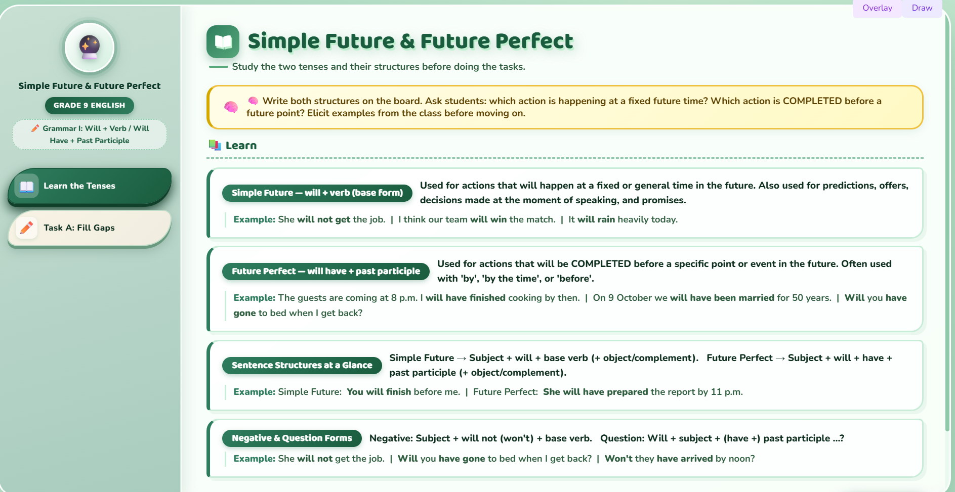 Grammar I : Simple future and future perfect