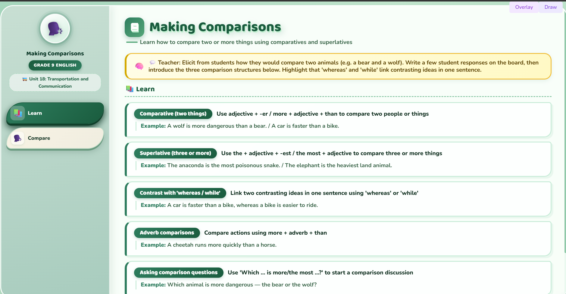 Speaking : Making comparison