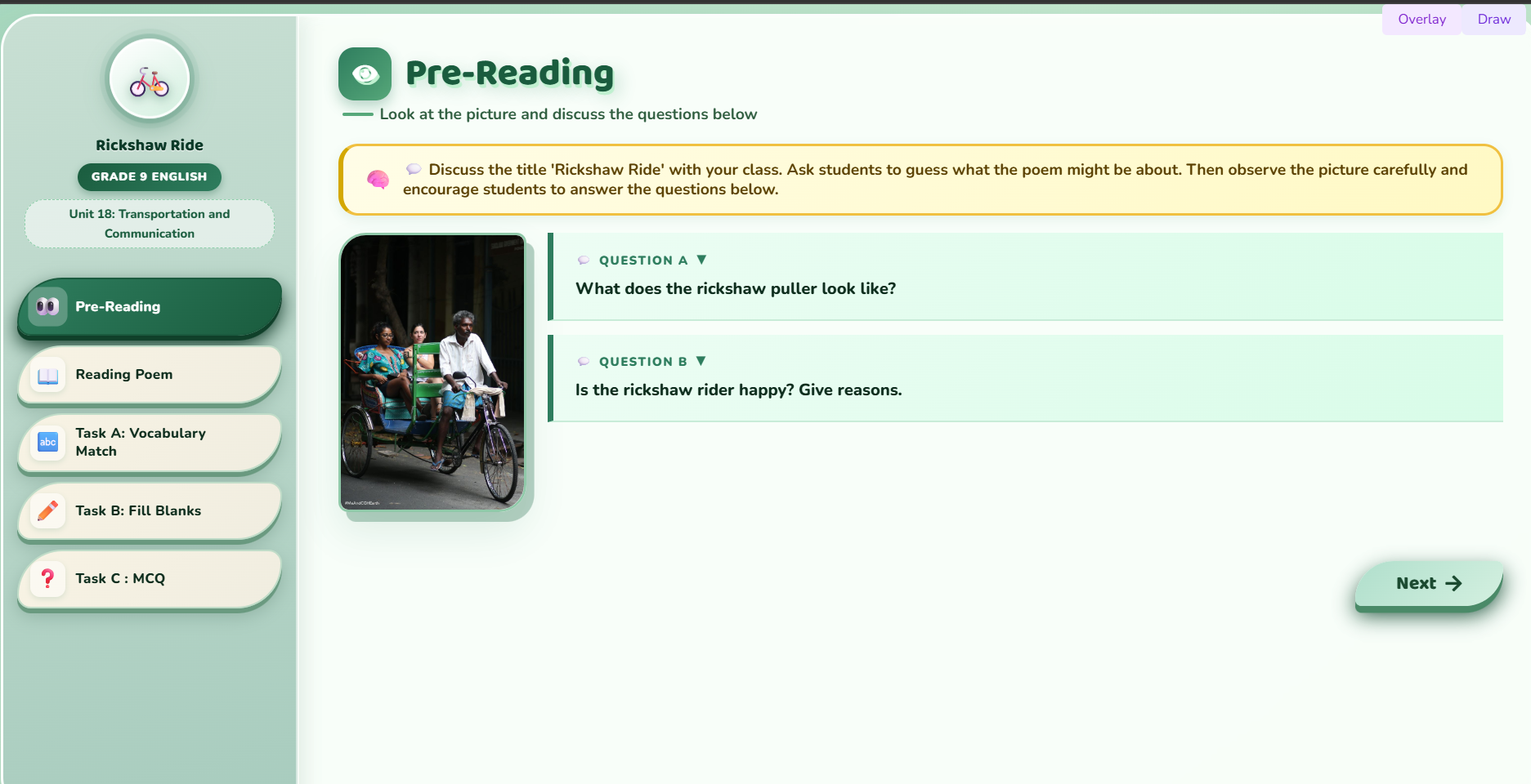 Reading II : Poem: Rickshaw Ride