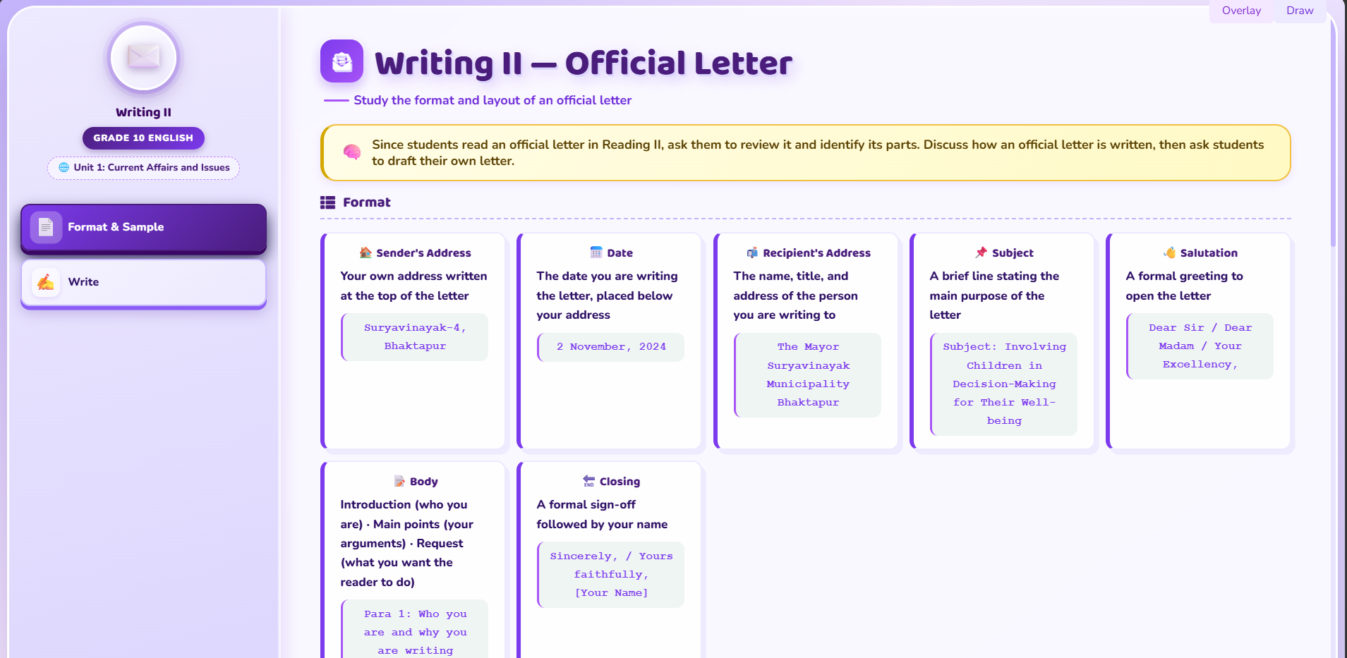 Writing II : Letter Writing: Official letter writing