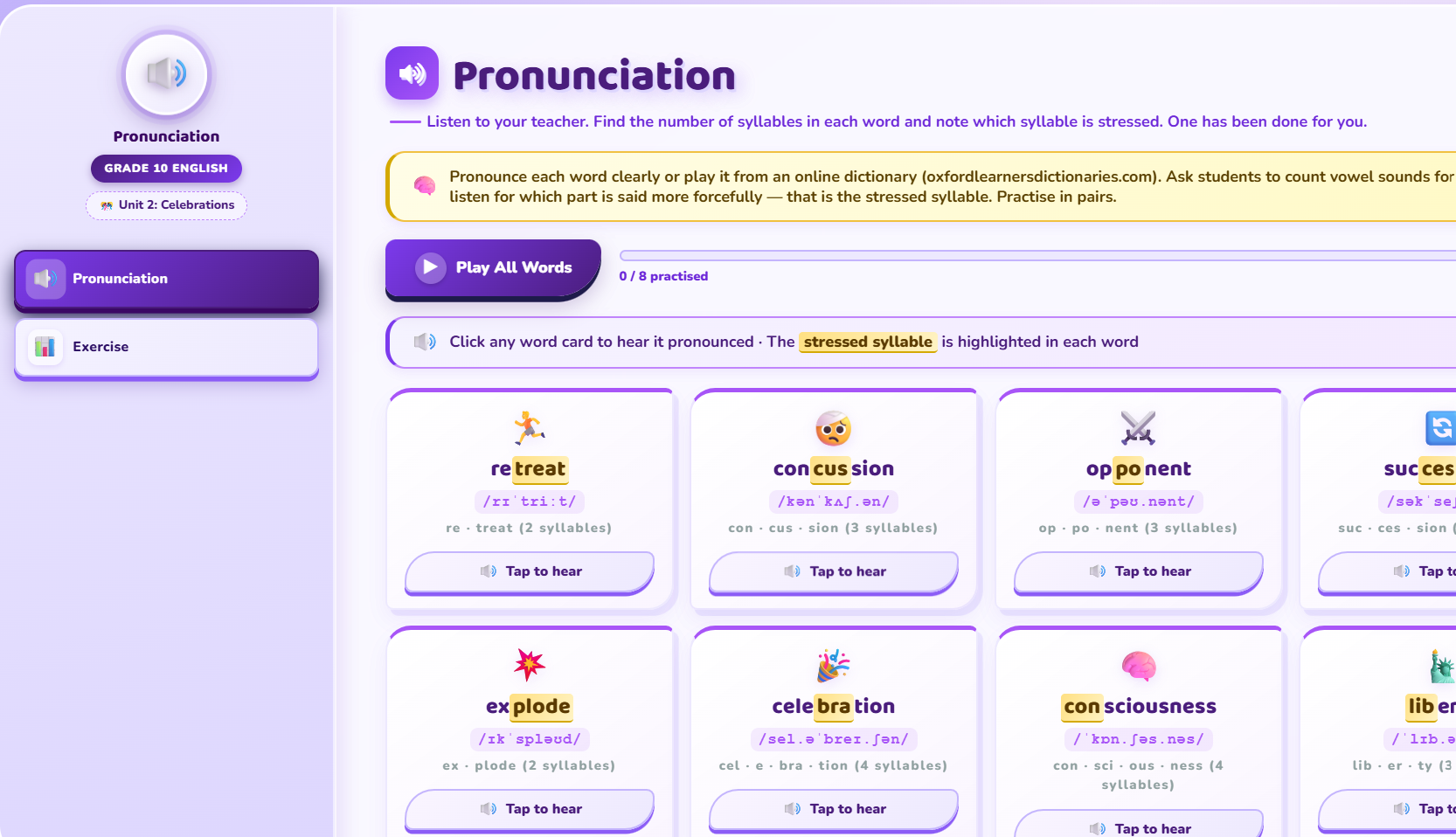 Pronunciation : Syllables and stress