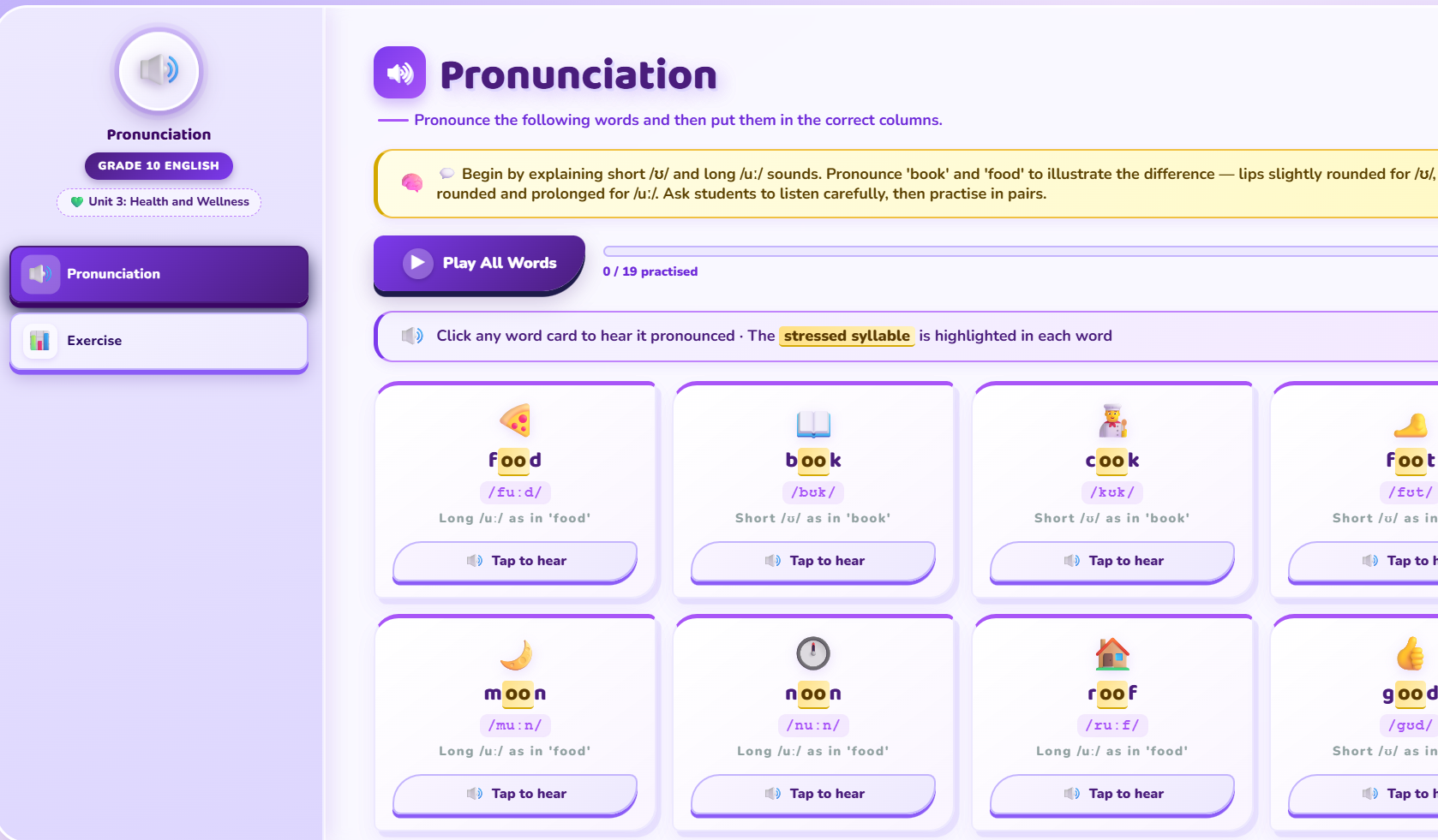 Pronunciation: Short and long /u/