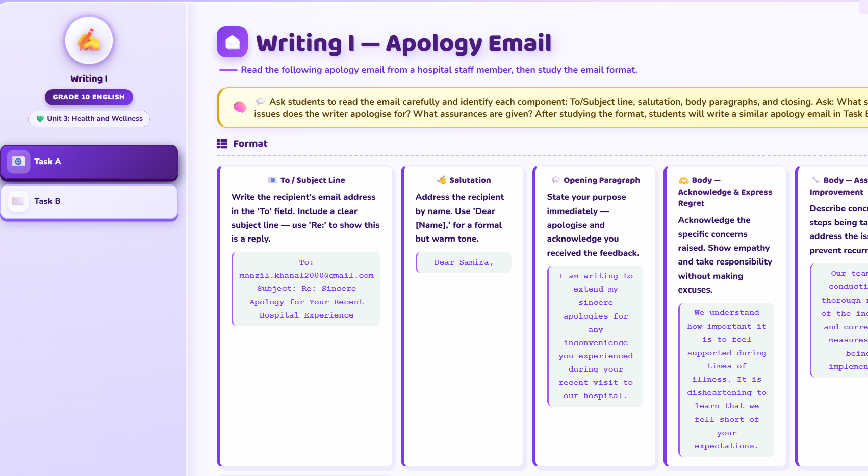 Writing: Email writing