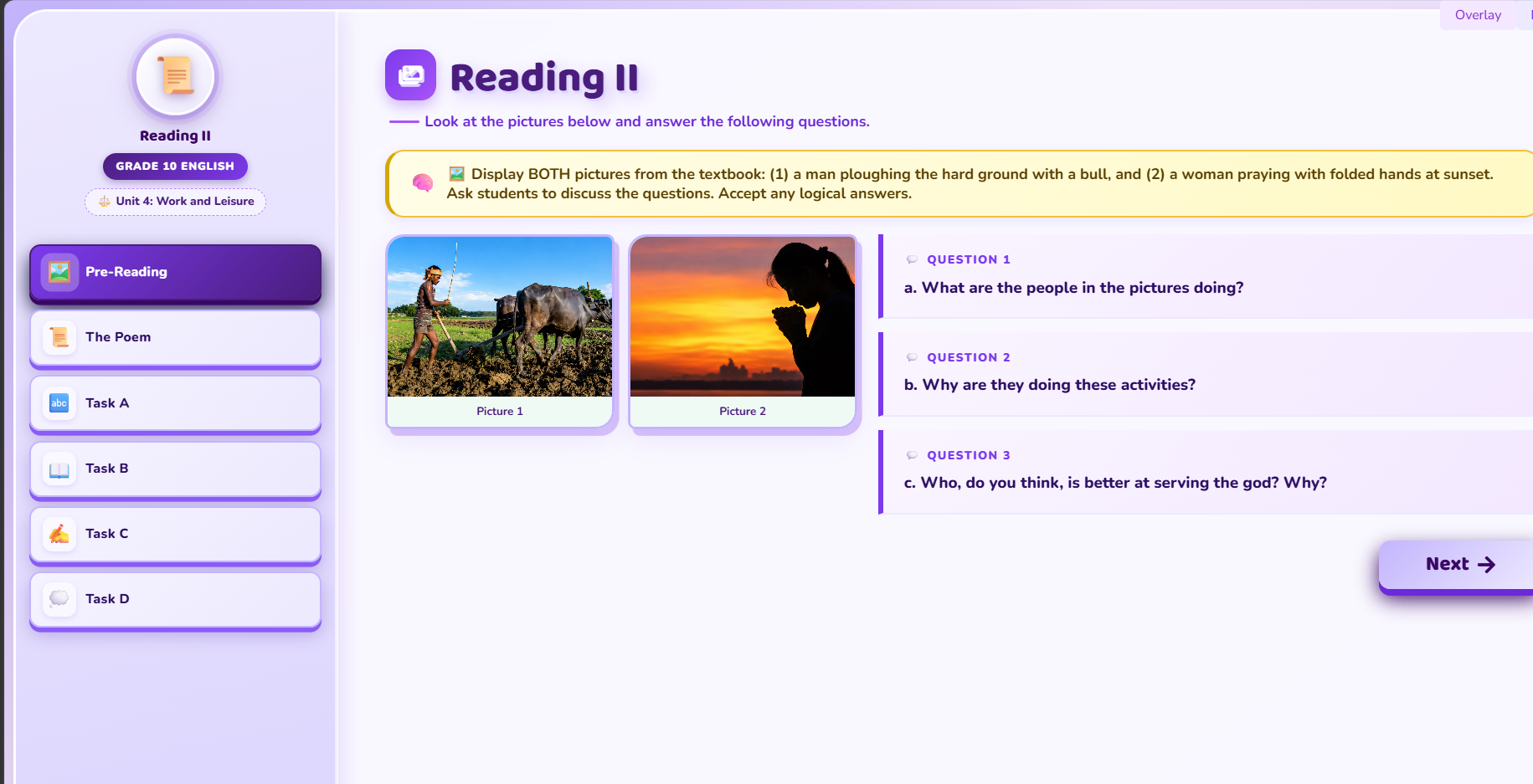 Reading II : Poem: Leave this chanting and singing