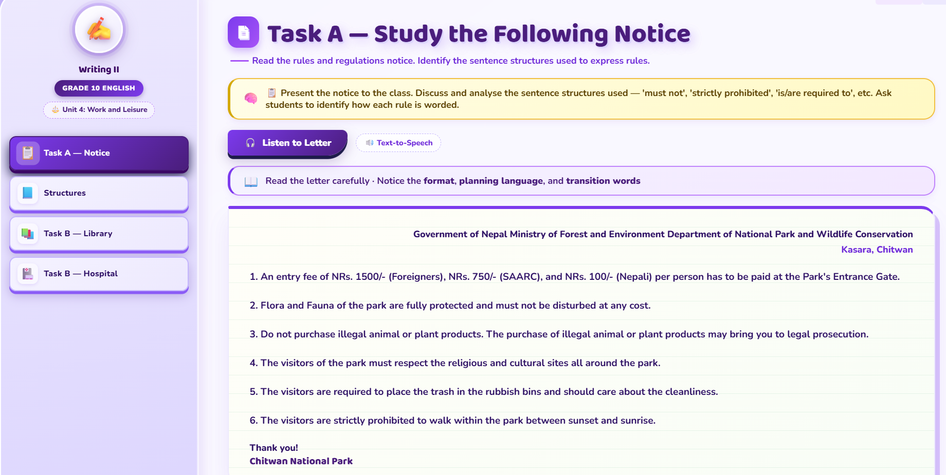 Writing II: Writing Rules and Regulations