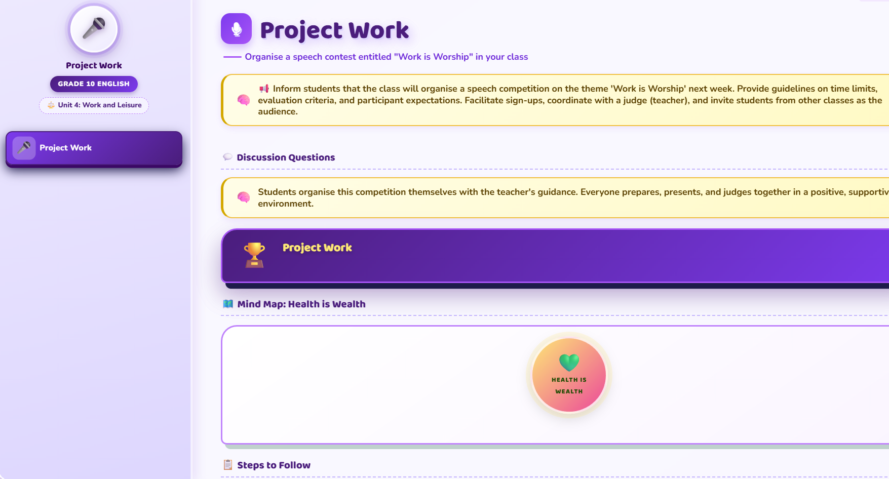 Project work: Speech contest
