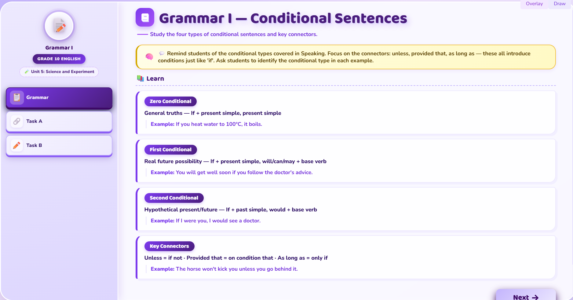 Grammar I : Conditional sentences