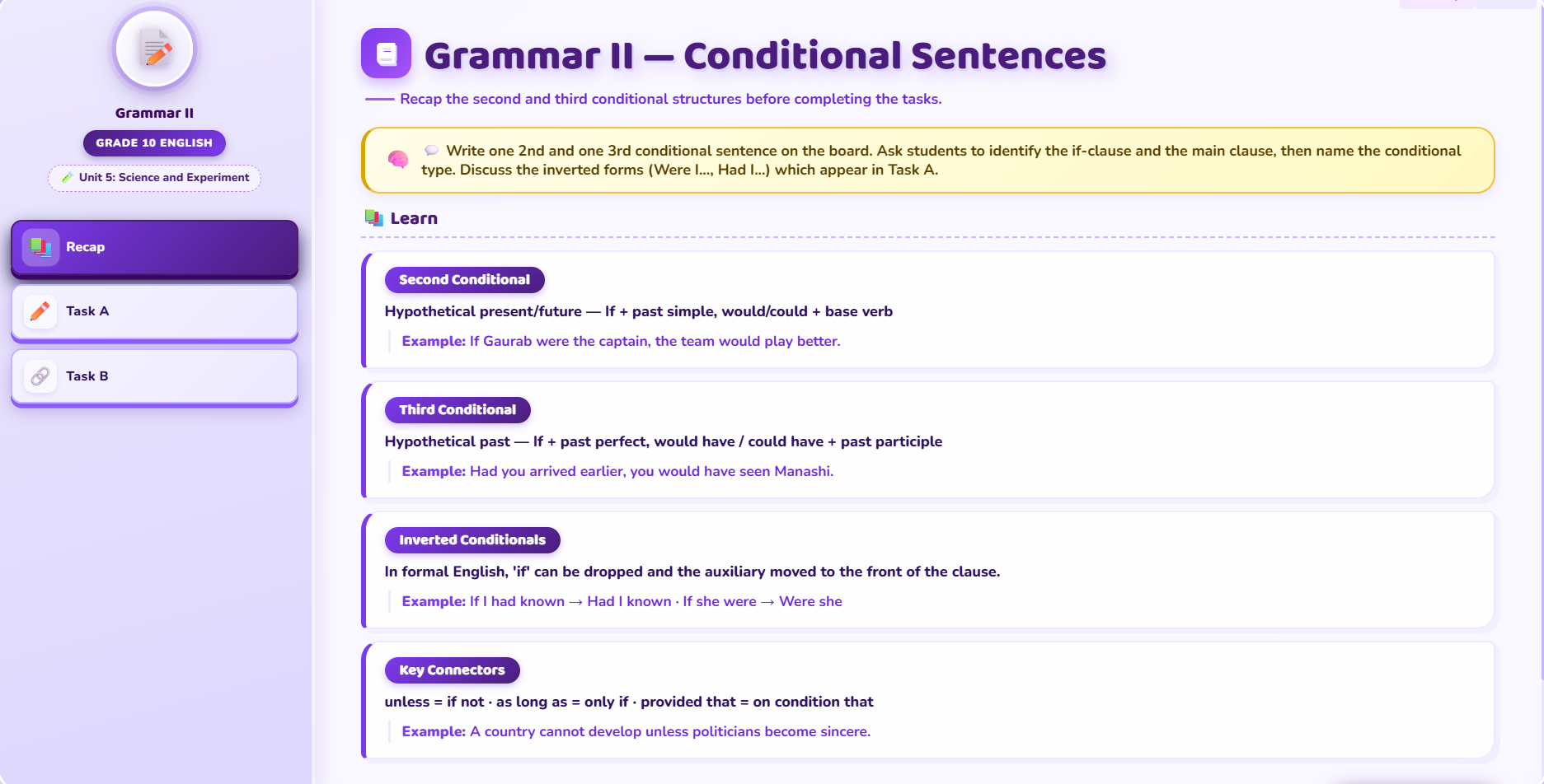 Grammar II : Conditional sentences