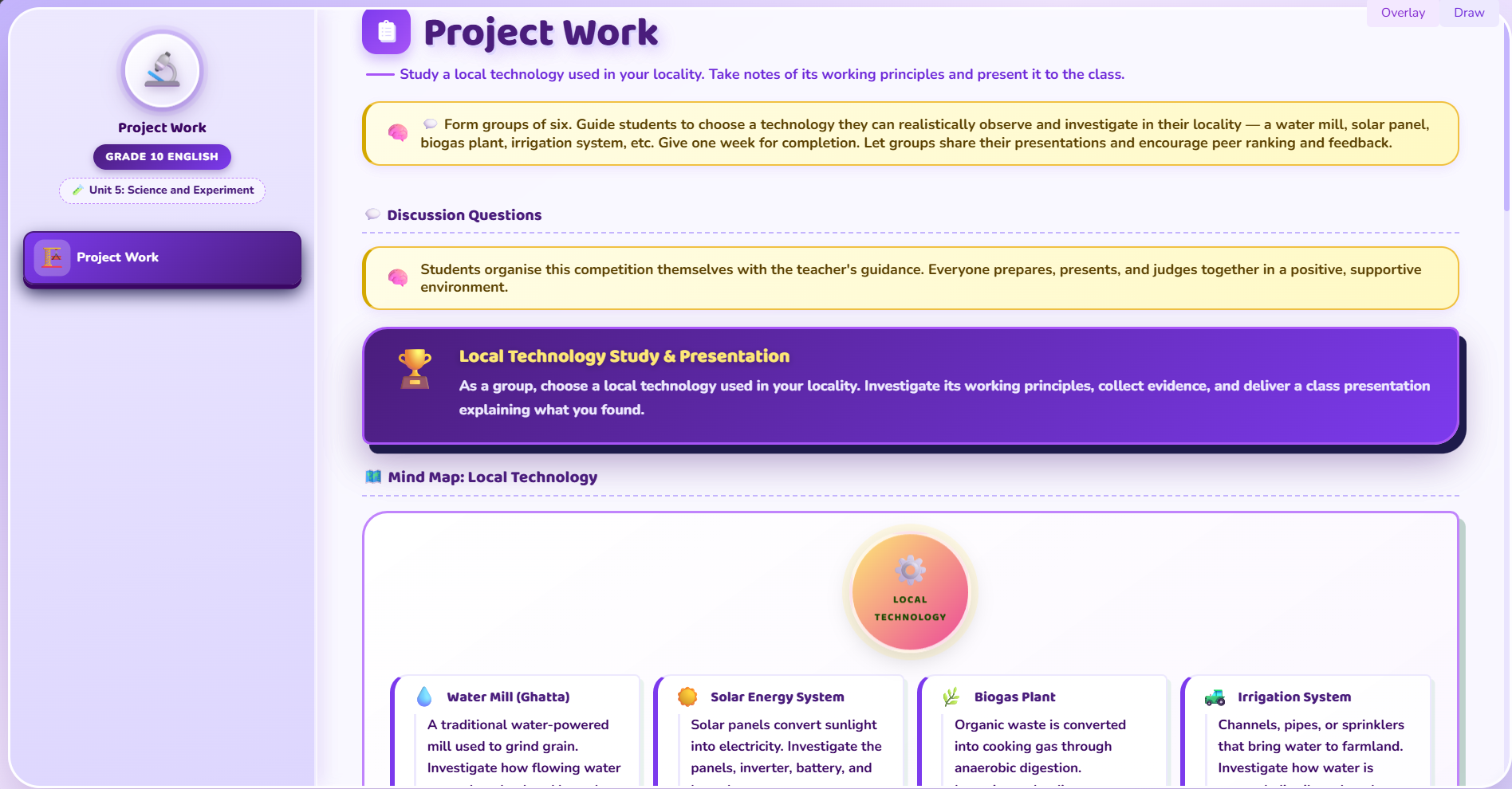 Project work :  local technology