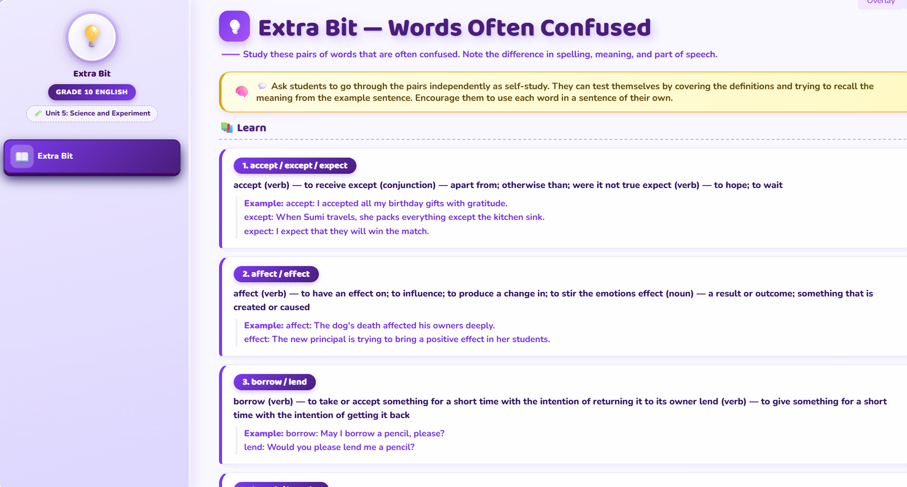 Extra bit : Words often confused