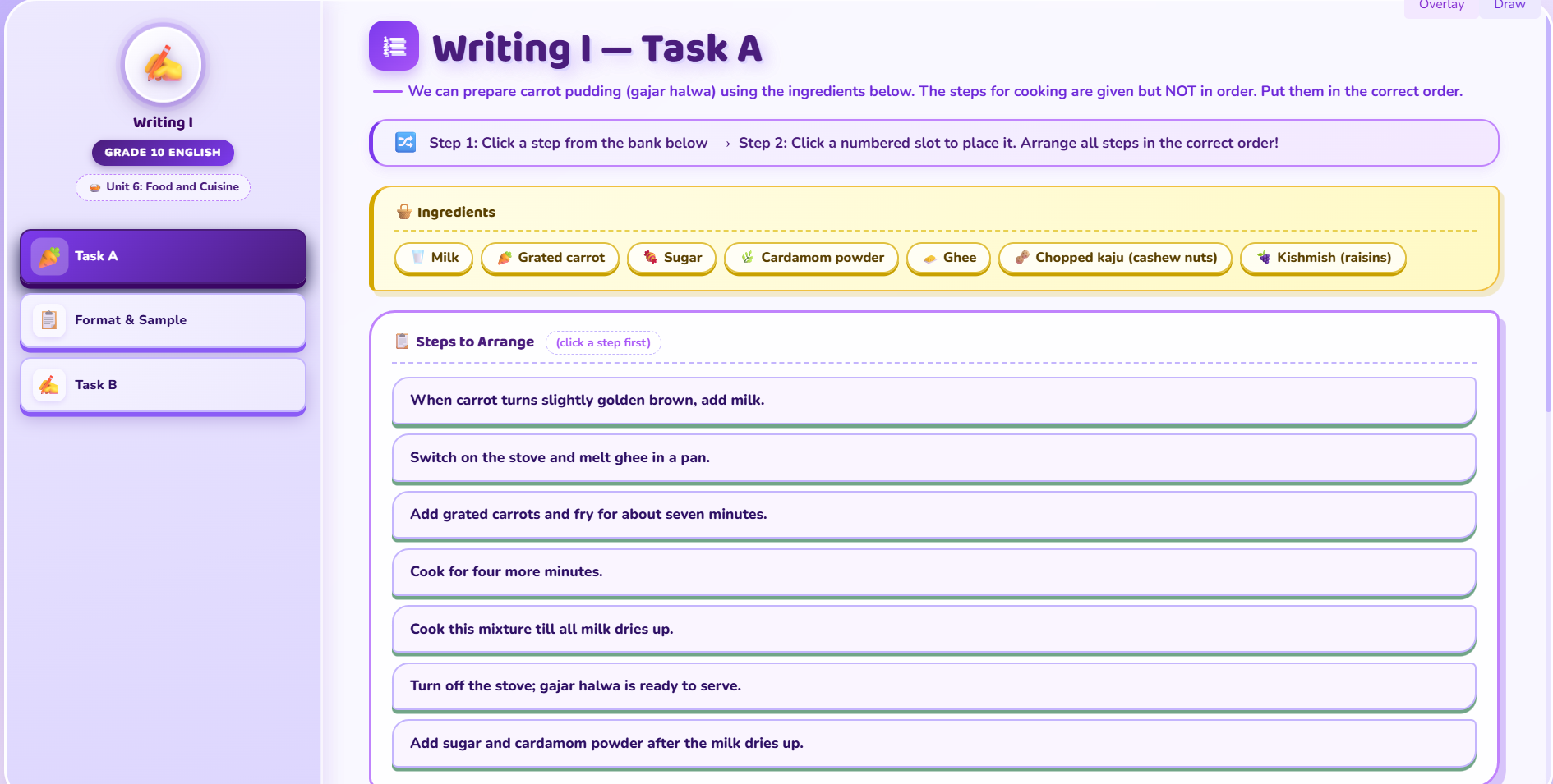 Writing I : Recipe Writing