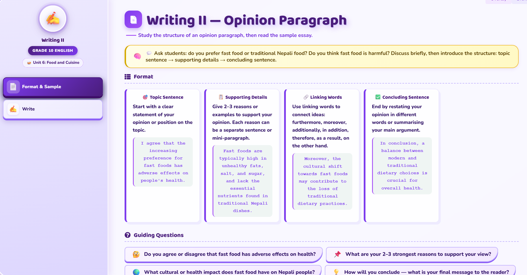 Writing II : Paragraph Writing