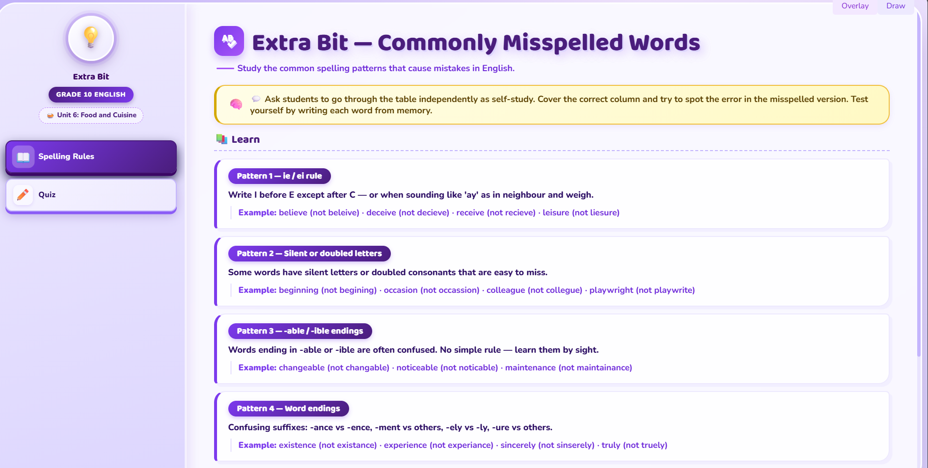 Extra bit : Commonly misspelled words