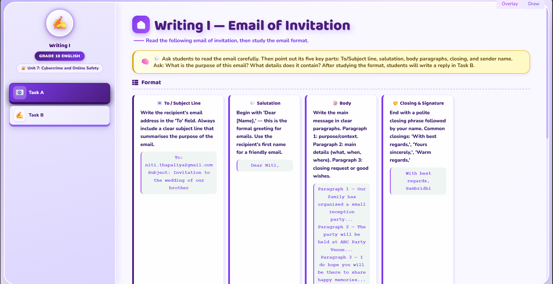 Writing I: An email of invitation