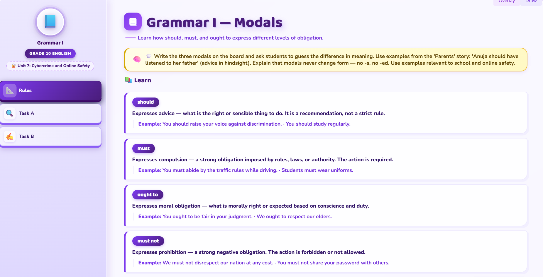 Grammar I: Modals