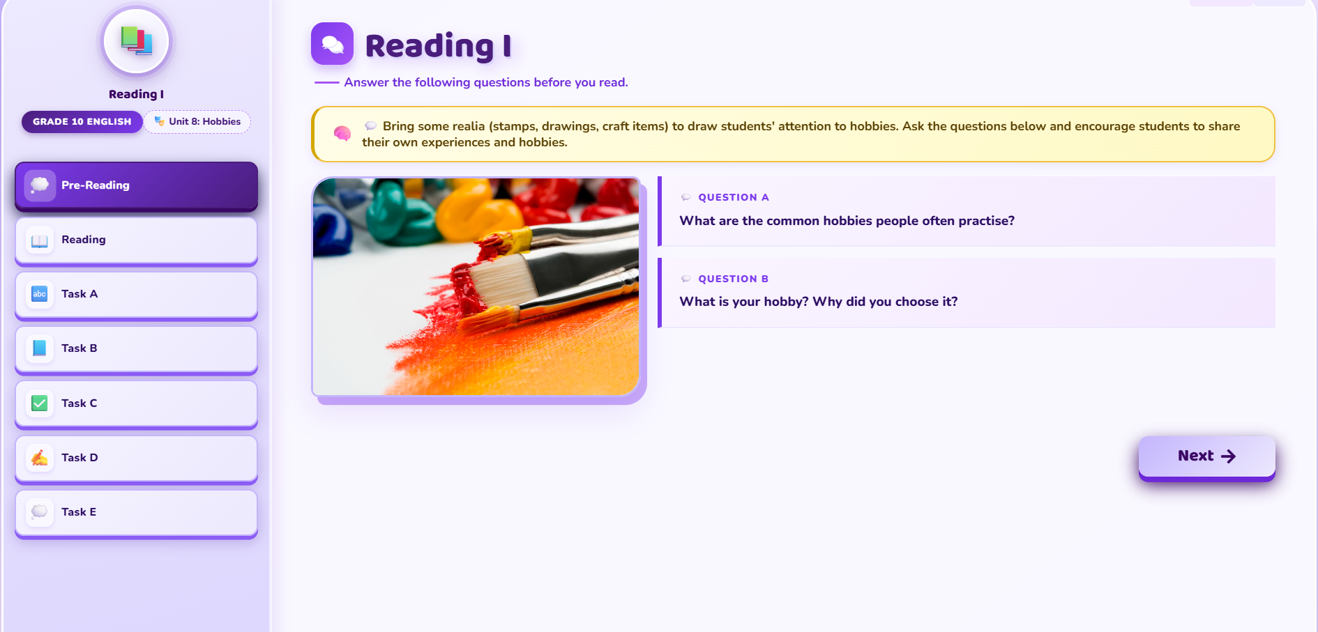 Reading I : Common Hobbies