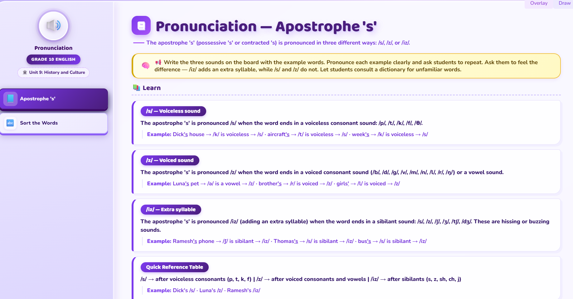 Pronunciation : phrases with an apostrophe.