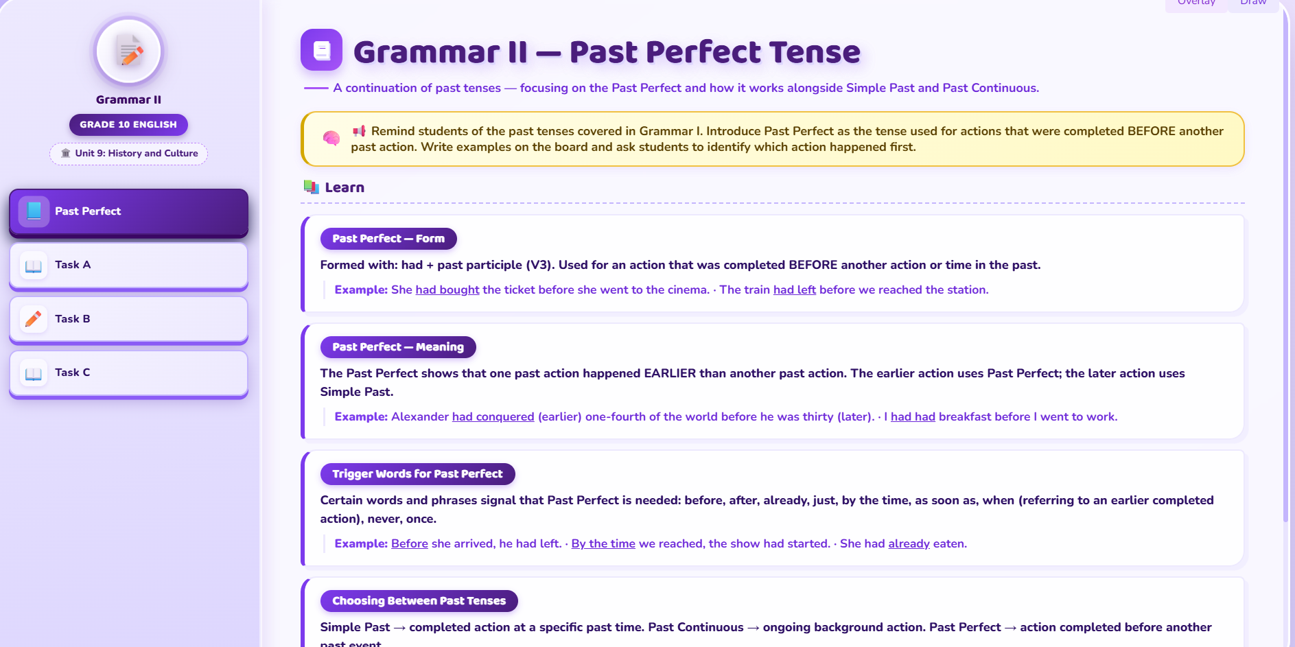 Grammar II : correct form of the verbs