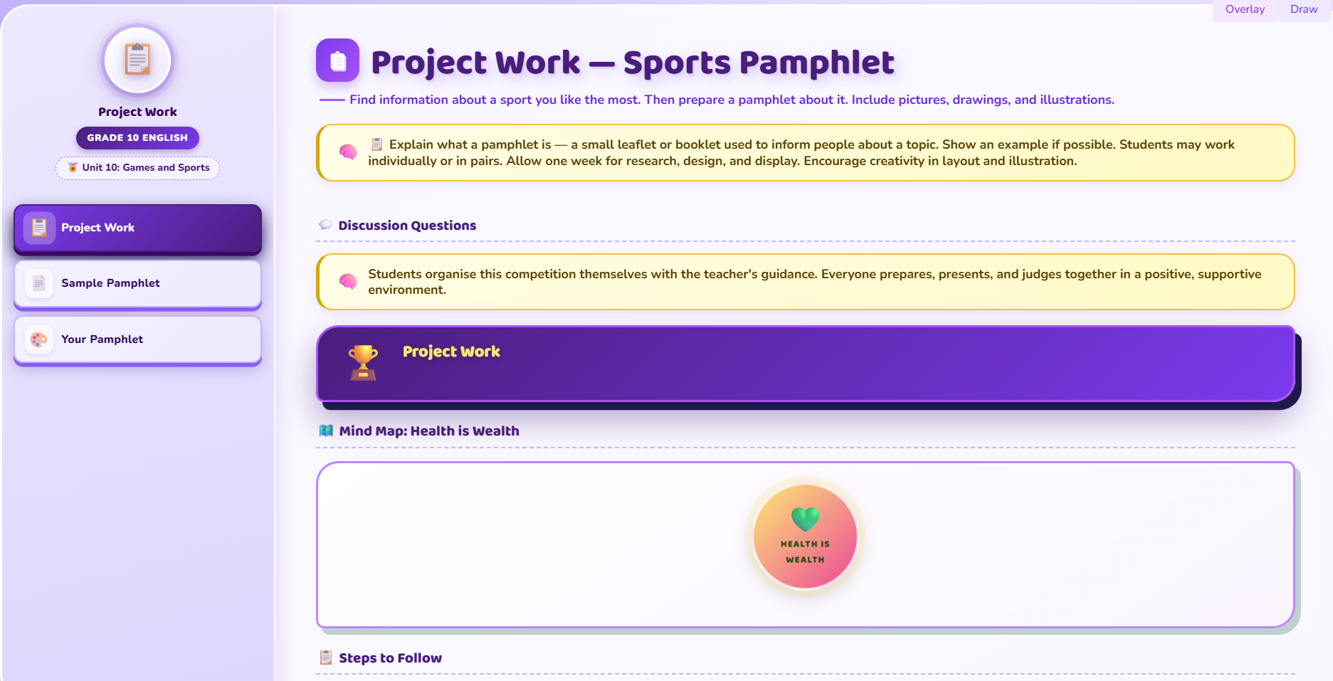 Project work: Pamphlet writing