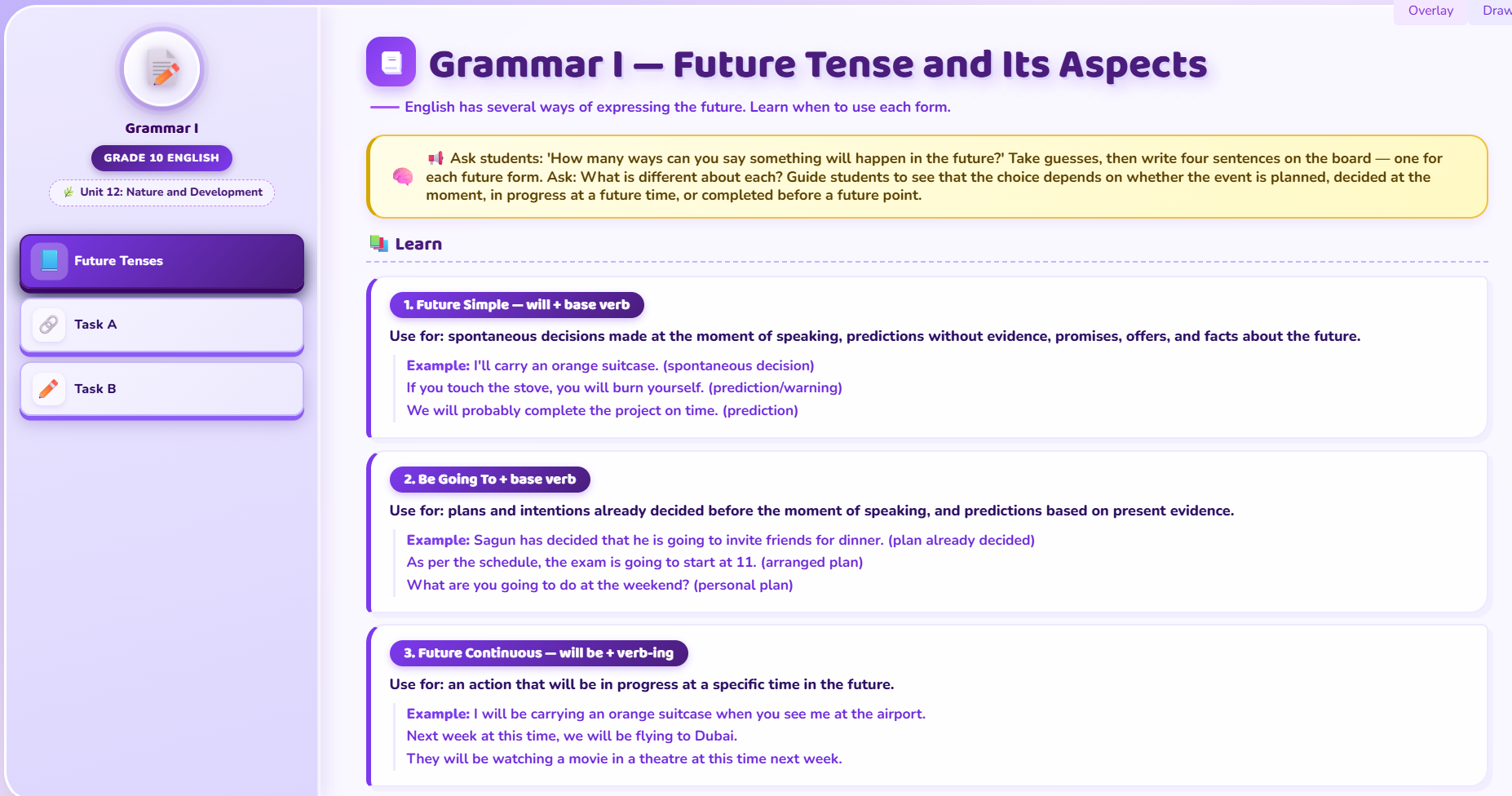 Grammar I : Connectives: Reason and purpose