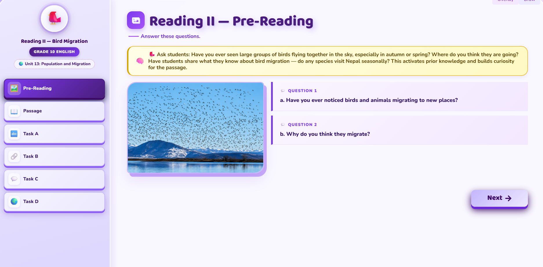 Reading II : Discovering Migration: What Birds Reveal