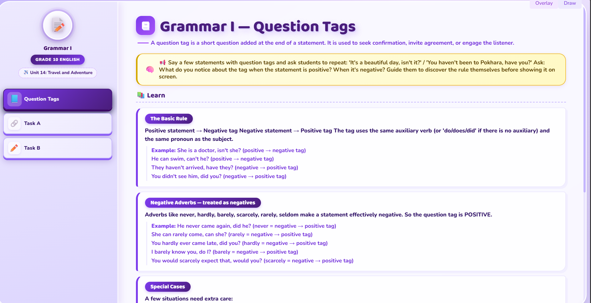 Grammar I : Question tag